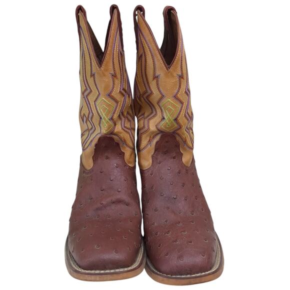 Nocona Mens Full Quill Ostrich Leather Western Cowboy Boots Cognac 11 D main image 15